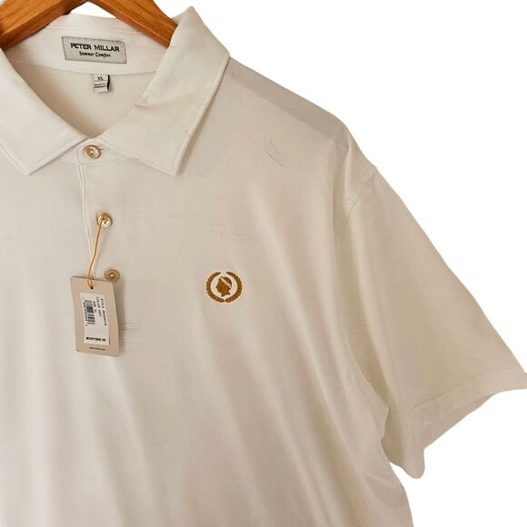 Peter Millar Mens Solid White Summer Comfort Polo Shirt 3 Button Size XL NWT - Picture 7 of 10